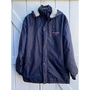 Vintage Polo Ralph Lauren Sport Sherpa Fleece Lined Jacket Sz XL Full Zip Hooded